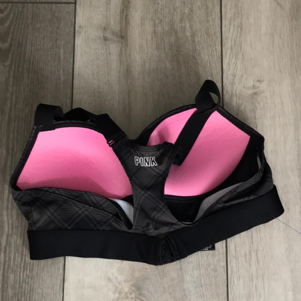 PINK ACTIVE RACER BACK PLAID BRA SIZE LARGE - Picture 2 of 9